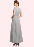 Eleanor A-line V-Neck Ankle-Length Chiffon Mother of the Bride Dress With Pleated STKP0021777