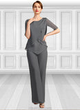 Jacquelyn Jumpsuit/Pantsuit Separates Scoop Floor-Length Chiffon Mother of the Bride Dress With Beading STKP0021783