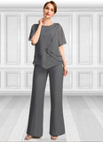 Jacquelyn Jumpsuit/Pantsuit Separates Scoop Floor-Length Chiffon Mother of the Bride Dress With Beading STKP0021783