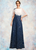 Nan A-line Scoop Floor-Length Chiffon Lace Sequin Mother of the Bride Dress With Pleated STKP0021919