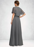 Janet A-line Scoop Illusion Floor-Length Chiffon Lace Mother of the Bride Dress With Sequins STKP0021921