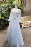 2024 A-Line Tulle Prom Dresses Lace Up With Appliques And Bow Knot With Shawl Cheap Price PXJEHS14