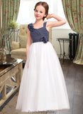 Kristen A-Line Sweetheart Floor-Length Chiffon Tulle Junior Bridesmaid Dress With Ruffle Flower(s) STKP0013665