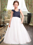 Kristen A-Line Sweetheart Floor-Length Chiffon Tulle Junior Bridesmaid Dress With Ruffle Flower(s) STKP0013665