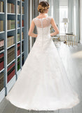 Vivien Ball-Gown/Princess Illusion Sweep Train Organza Tulle Wedding Dress With Beading Sequins STKP0013719