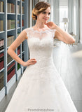 Vivien Ball-Gown/Princess Illusion Sweep Train Organza Tulle Wedding Dress With Beading Sequins STKP0013719