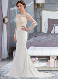 Jacey Trumpet/Mermaid Illusion Sweep Train Stretch Crepe Wedding Dress STKP0013767