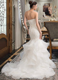 Riya Trumpet/Mermaid Sweetheart Sweep Train Organza Lace Wedding Dress STKP0013786