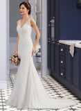 Raegan Trumpet/Mermaid V-neck Court Train Chiffon Wedding Dress STKP0013788