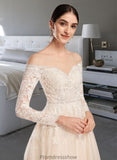 Hayden Ball-Gown/Princess Illusion Chapel Train Wedding Dress With Sequins STKP0013798