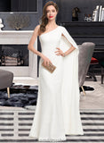 Jaidyn Sheath/Column One-Shoulder Floor-Length Stretch Crepe Wedding Dress STKP0013801