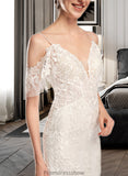 Madilyn Trumpet/Mermaid V-neck Chapel Train Wedding Dress With Beading Sequins STKP0013802