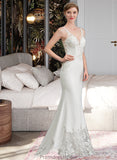 Giuliana Trumpet/Mermaid V-neck Court Train Stretch Crepe Wedding Dress STKP0013803