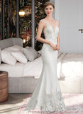 Giuliana Trumpet/Mermaid V-neck Court Train Stretch Crepe Wedding Dress STKP0013803