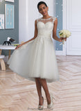 Braelyn A-Line Illusion Asymmetrical Tulle Wedding Dress With Ruffle STKP0013808