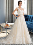 Laura Ball-Gown/Princess Sweetheart Court Train Tulle Wedding Dress With Beading Sequins STKP0013813