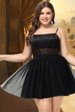 Skye A-line Square Short/Mini Satin Tulle Homecoming Dress STKP0020491