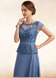 Zoe A-Line Scoop Neck Floor-Length Chiffon Lace Mother of the Bride Dress STK126P0014989