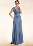 Zoe A-Line Scoop Neck Floor-Length Chiffon Lace Mother of the Bride Dress STK126P0014989