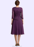 Zara A-Line V-neck Knee-Length Chiffon Lace Mother of the Bride Dress With Beading Sequins STK126P0015035