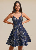 Shaniya A-line V-Neck Short Jacquard Homecoming Dress STKP0025701