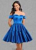 Essence Ball-Gown/Princess Off the Shoulder Short Satin Homecoming Dress STKP0025680