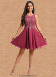 Emerson A-line Scoop Short Chiffon Homecoming Dress With Sequins Appliques Lace STKP0025681