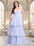 Shiloh Ball-Gown/Princess Sweetheart Sweep Train Tulle Prom Dresses With Bow STKP0025843