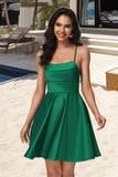 Skylar A-line Cowl Short/Mini Satin Homecoming Dress With Pleated STKP0020511