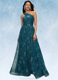 Savanna A-line Asymmetrical Floor-Length Lace Prom Dresses With Sequins STKP0022219