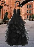 Andrea Ball-Gown/Princess Sweetheart Floor-Length Tulle Prom Dresses With Appliques Lace Sequins STKP0022220