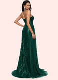 Kaydence Trumpet/Mermaid One Shoulder Sweep Train Sequin Prom Dresses With Sequins STKP0022226