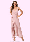 Micah A-line V-Neck Asymmetrical Chiffon Cocktail Dress With Cascading Ruffles Ruffle STKP0022502