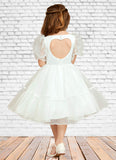 Vanessa Ball-Gown Sweetheart Neckline Organza Knee-Length Dress Diamond White STKP0022854