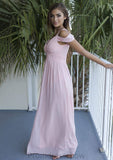 Sleeveless Sweetheart Long/Floor-Length A-line/Princess Chiffon Bridesmaid Dresses With Pleated Juliette STKP0025557