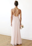 Spaghetti Straps Sleeveless V Neck Long/Floor-Length Chiffon Bridesmaid Dresses With Pleated Jenna STKP0025561