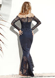Off-the-Shoulder Full/Long Sleeve Asymmetrical Trumpet/Mermaid Lace Bridesmaid Dresseses Desiree STKP0025566