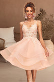 Emely A-line V-Neck Short/Mini Lace Tulle Homecoming Dress STKP0020524