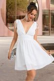 Kaleigh A-line V-Neck Short/Mini Chiffon Homecoming Dress STKP0020475