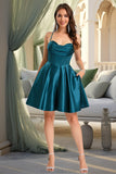 Lisa A-line Sweetheart Short/Mini Satin Homecoming Dress STKP0020478