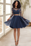 Willow A-line Scoop Short/Mini Tulle Homecoming Dress STKP0020573