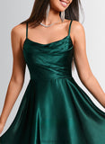 Perla A-line Cowl Short Stretch Satin Homecoming Dress STKP0025664