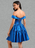 Essence Ball-Gown/Princess Off the Shoulder Short Satin Homecoming Dress STKP0025680