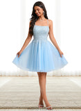 Damaris A-line Scoop Short Tulle Sequin Homecoming Dress With Sequins Beading STKP0025706