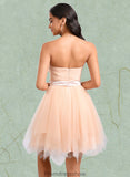 Yareli Ball-Gown/Princess Sweetheart Short Tulle Homecoming Dress With Bow STKP0025719