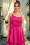 Sariah A-line Asymmetrical Short/Mini Silky Satin Homecoming Dress STKP0020481