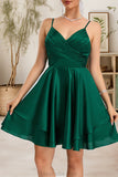 Jillian A-line V-Neck Short/Mini Silky Satin Homecoming Dress STKP0020463