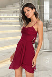 Genesis Sheath/Column V-Neck Short/Mini Jersey Sequin Homecoming Dress With Cascading Ruffles Sequins STKP0020509