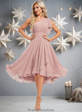 Joan A-line One Shoulder Asymmetrical Chiffon Bridesmaid Dress With Ruffle STKP0025819