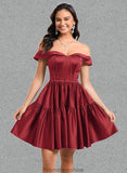 Essence Ball-Gown/Princess Off the Shoulder Short Satin Homecoming Dress STKP0025680